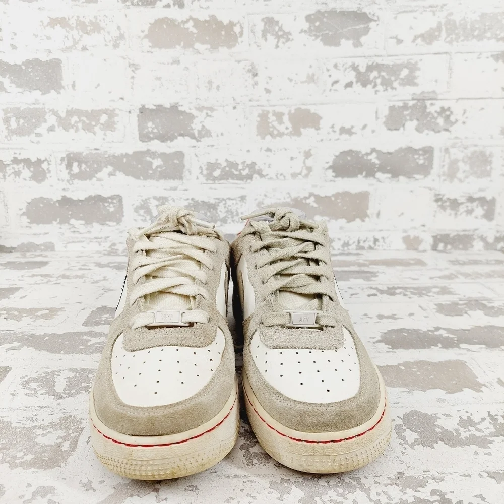 Nike Air Force 1 LV8 S50 Light Stone University Red Athleisure Sneakers W292 - Picture 3 of 10